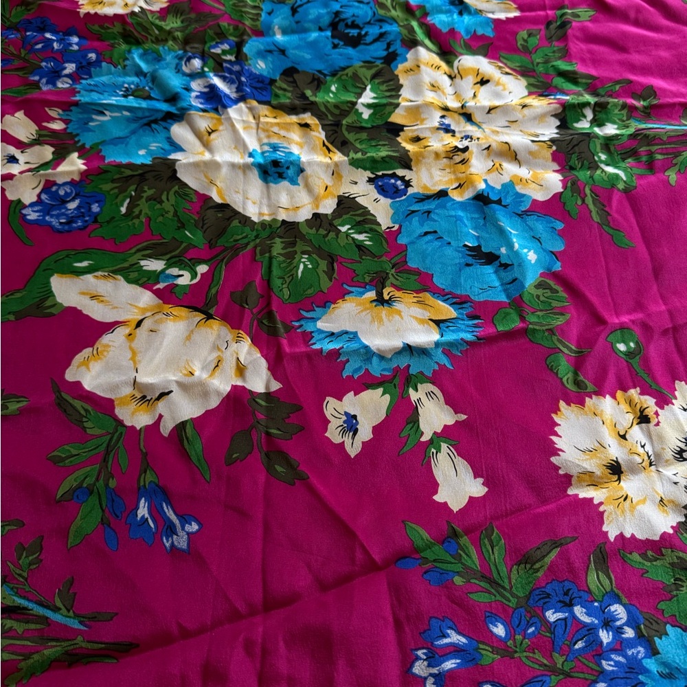 Echo Floral Scarf in Pink, Blue, and White 100%silk - Picture 6 of 10